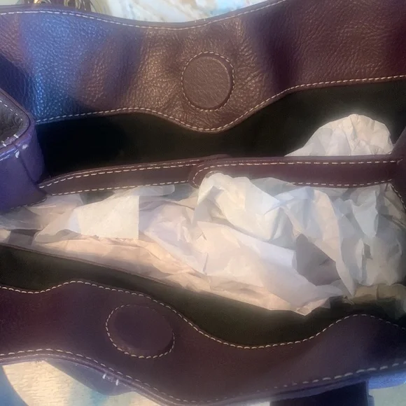 Purple Leather Tignanello Shoulder Bag - Picture 4 of 12